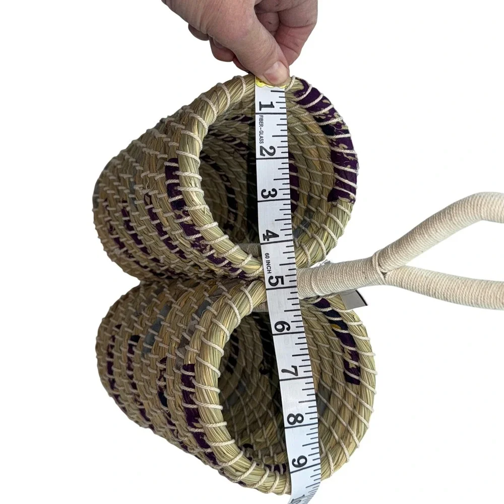 Handmade Seagrass Woven Basket, Double Bottle/Wine Carrier Storage, Boho Organic
